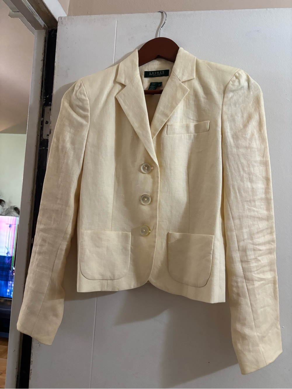 Ralph Lauren Cream Linen Blend Women's Blazer Jacket